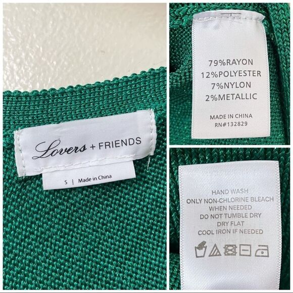 Revolve Lovers + Friends Green Wrap sweater mini dress Small preowned - Picture 8 of 9